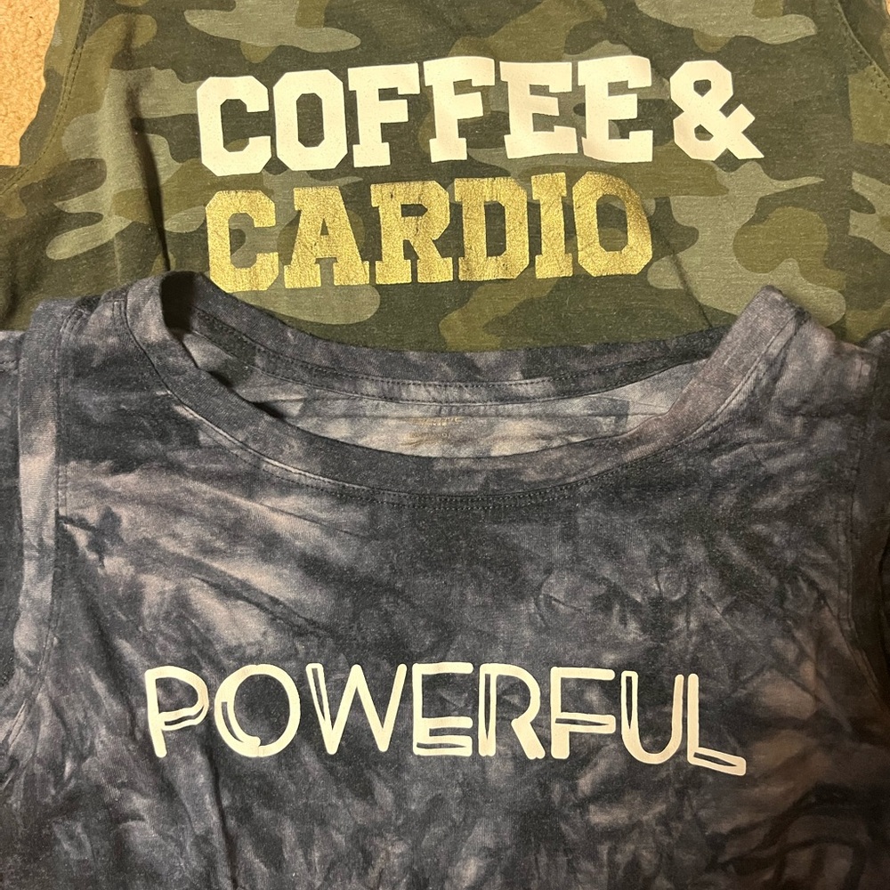 pr Coffee & Cardio Powerful Athletic Tops sz M Inspirational Tops Workout Tops M